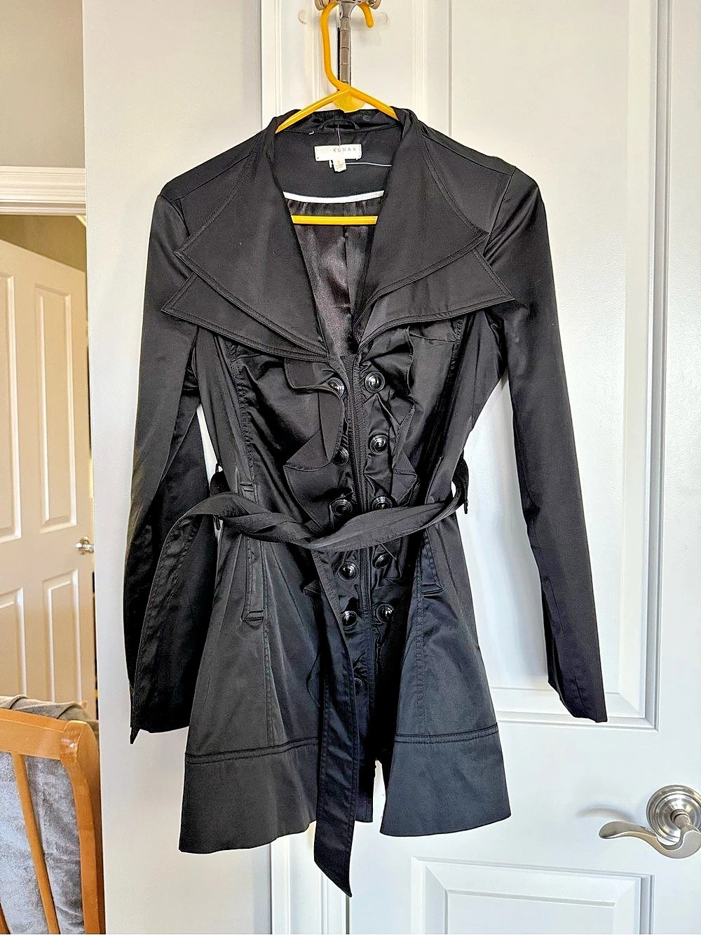 Kenar Black Belted Trench Coat